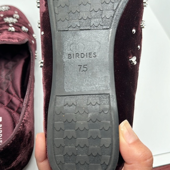 Birdies The Starling Maroon Crystal Velvet Loafer Slip on Flat Shoes Size 7.5 - Picture 14 of 14